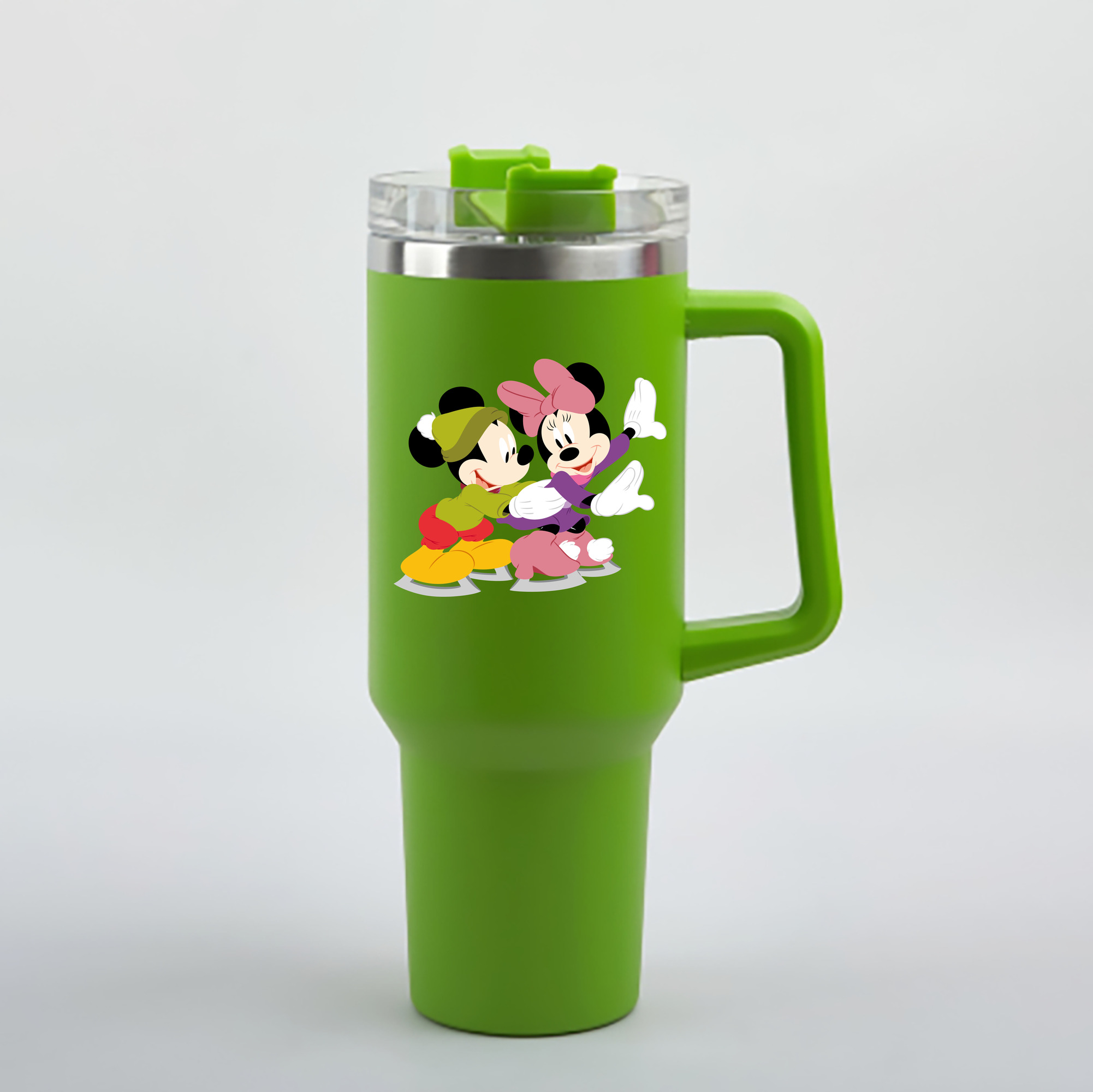 （画像用） ミッキーマウス Mickey Mouse 1200mL車用タンブラー - クリスタルステッカー（プラスチックストロー付き）